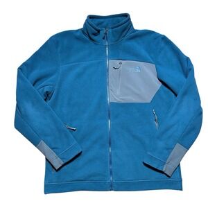 The North Face Men's Large Full Zip Sherpa‎ Fleece Lined Soft Shell Jacket Blue